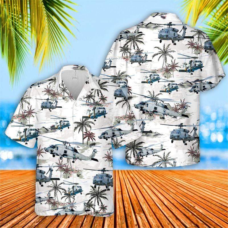 White Sikorsky Sh-60 Seahawk Unisex Hawaiian Shirts – Beach Shorts