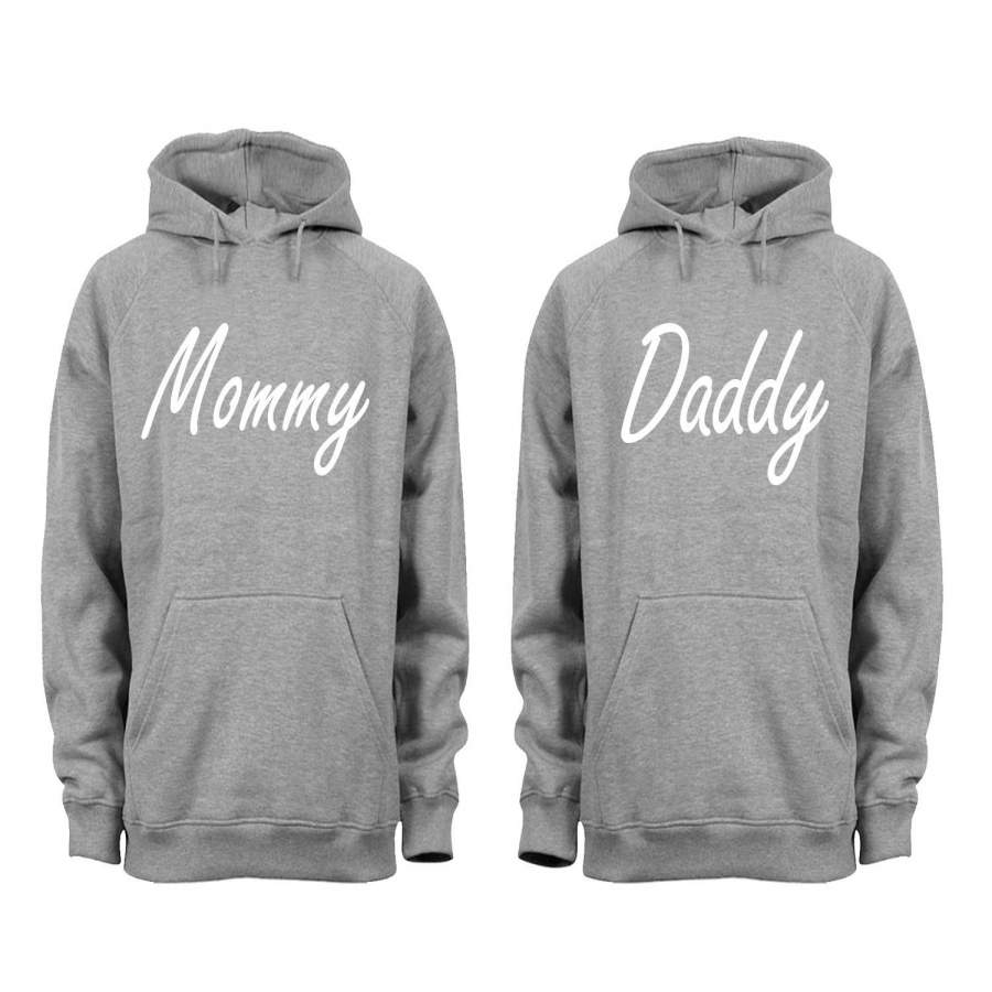 XtraFly Apparel Daddy Mommy Dad Mom Valentine’s Matching Couples Hooded-Sweatshirt Pullover Hoodie