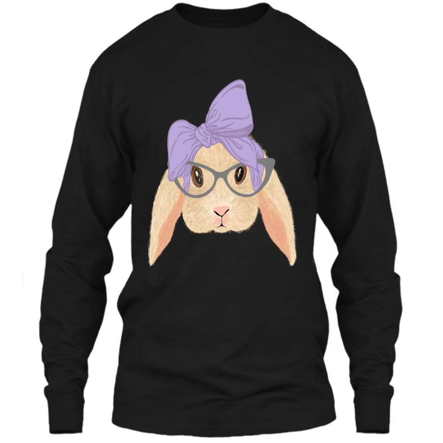 Cute Hipster Easter Bunny Shirt Funny Rabbit for Girls LS Ultra Cotton Tshirt