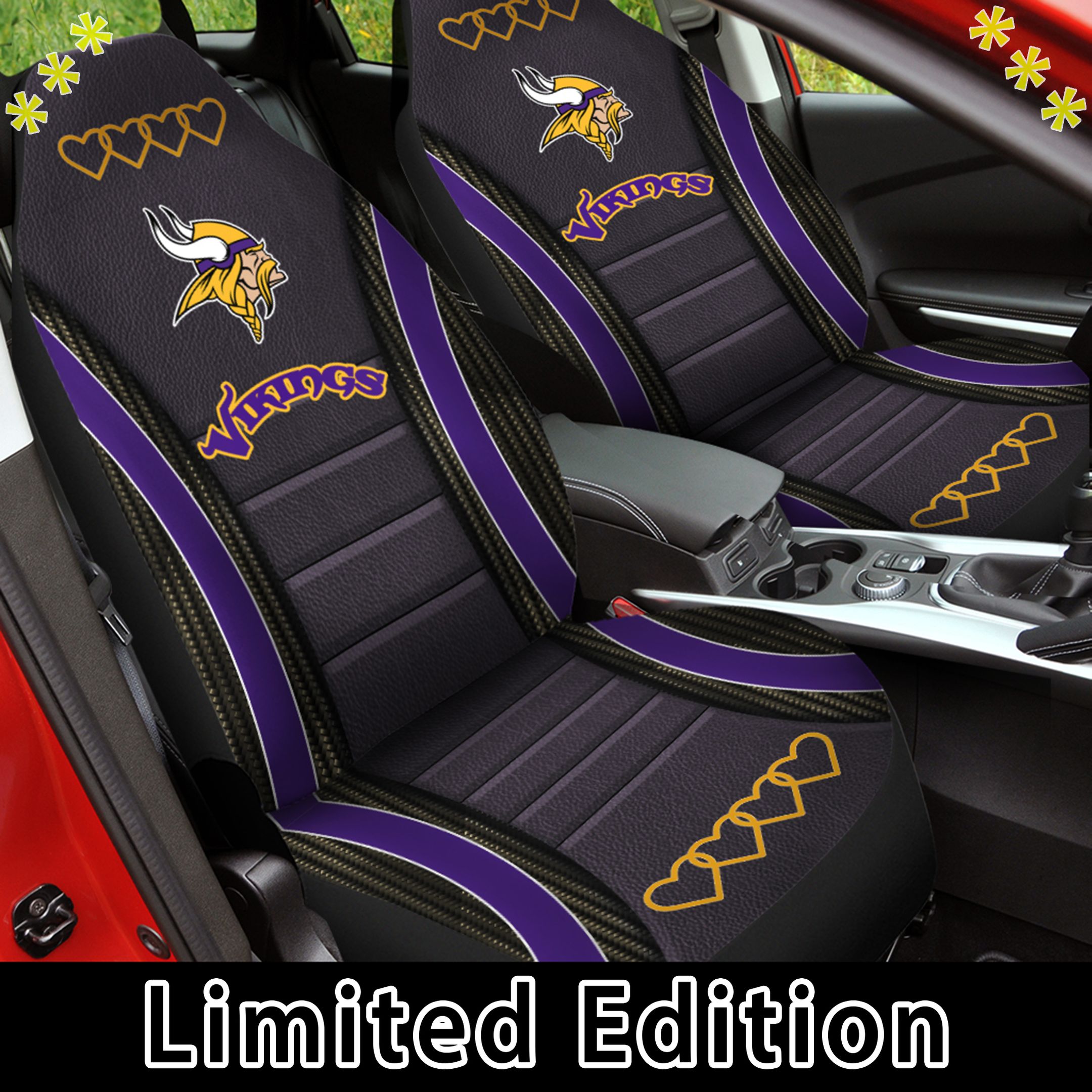 Vikings V2 Car Seat Covers (Set Of 2)