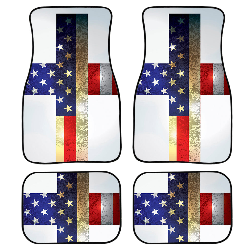 American Christian Cross Flag Print Front And Back Car Floor Mats, Front Car Mat