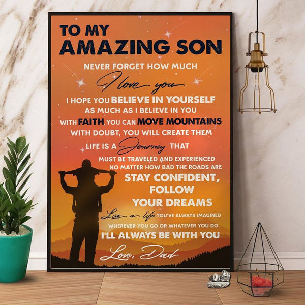 To My Son Never Forget How Much I Love You Portrait Poster And Canvas Gift For Son Home Decor Wall Art Visual Art