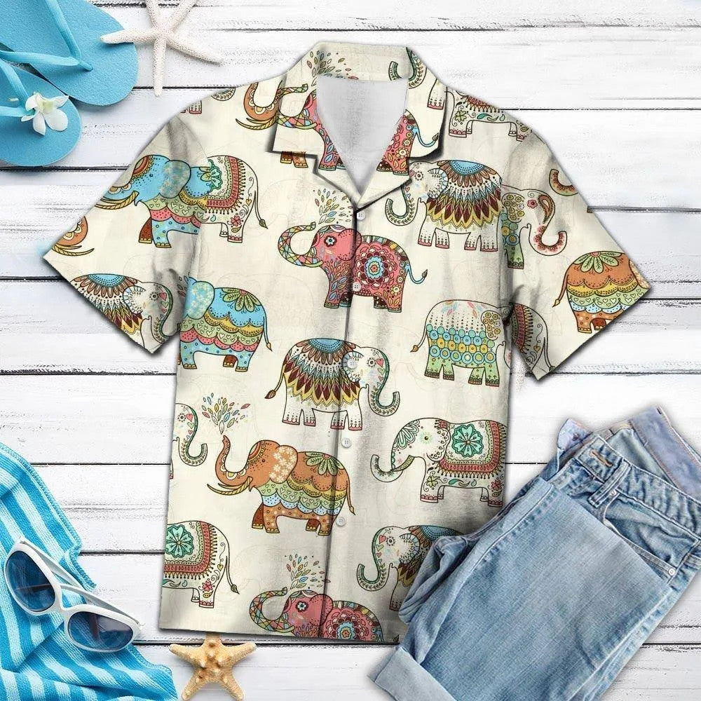 Mandala Elephants All Over Printed Hawaiian Shirt Size S – 5Xl