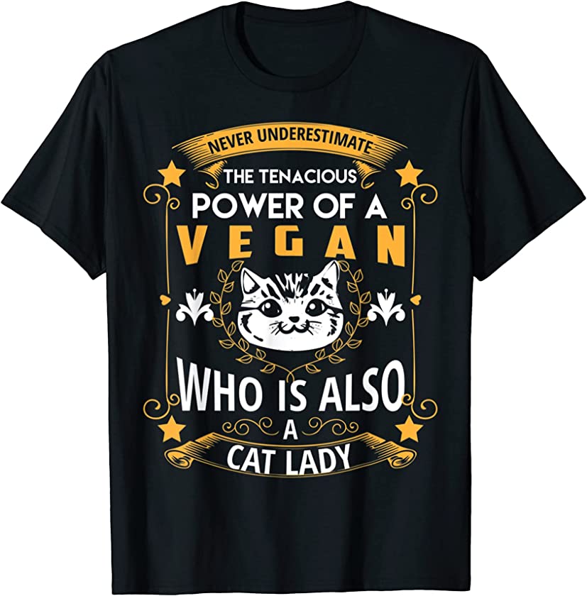 Vegan Cat Lady Animal Vegetable Lover T-Shirt