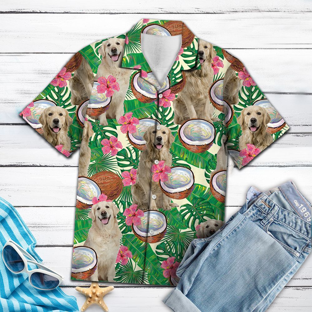 Golden Retriever Tropical Coconut Hawaii Shirt Ha71146