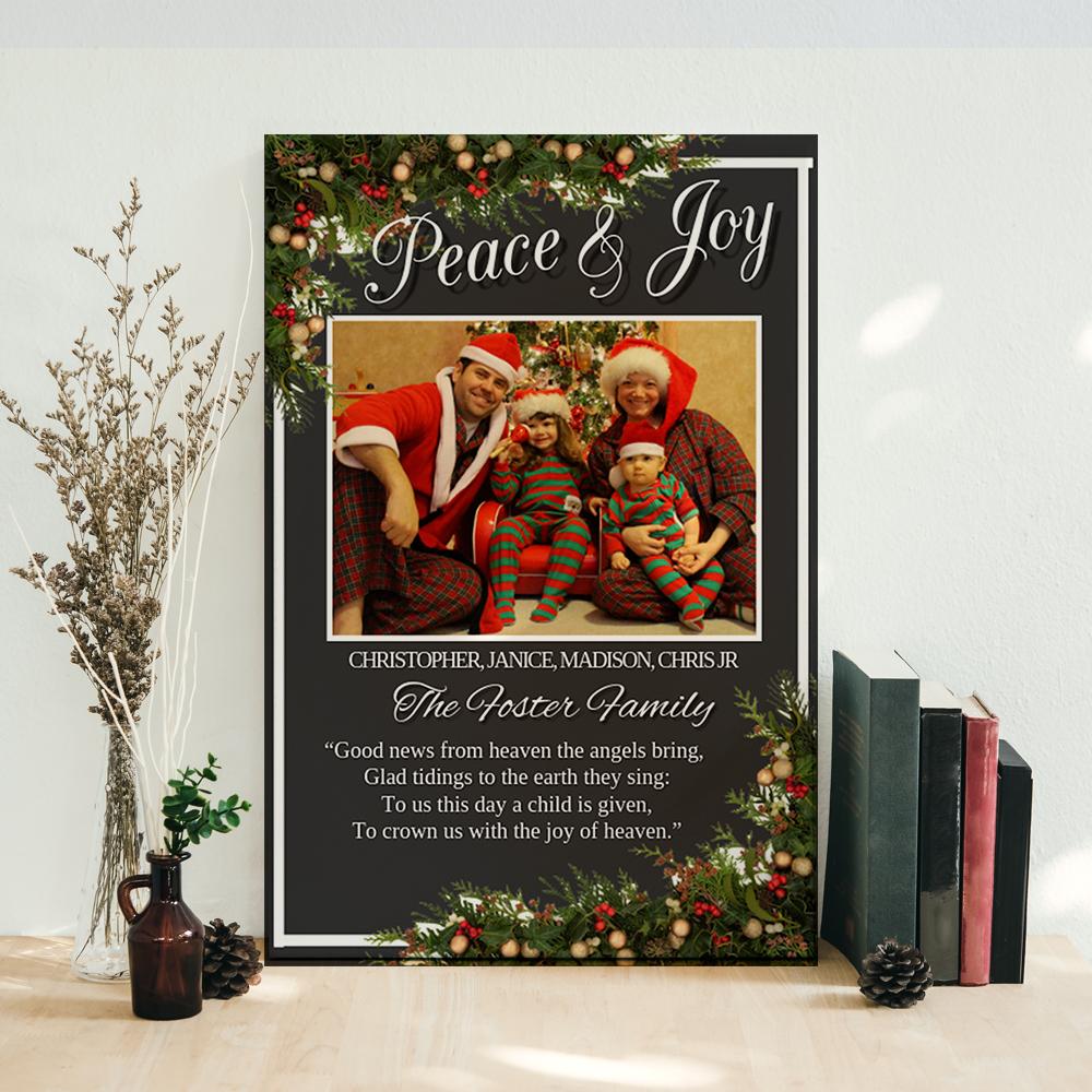 ViticStore™ Personalize Picture Canvas, Peace & Joy – Christmas canvas for decor, family gift, home decor, christmas gift