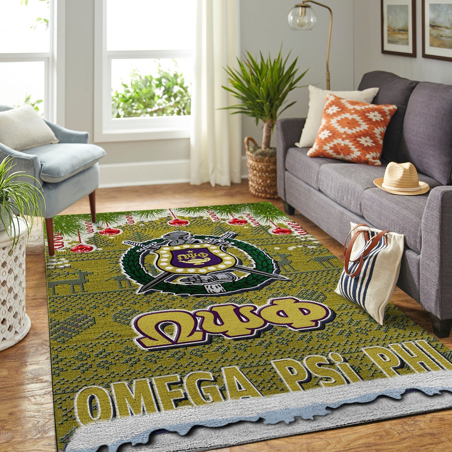 Omega Psi Phi Christmas Area Rug 28102019