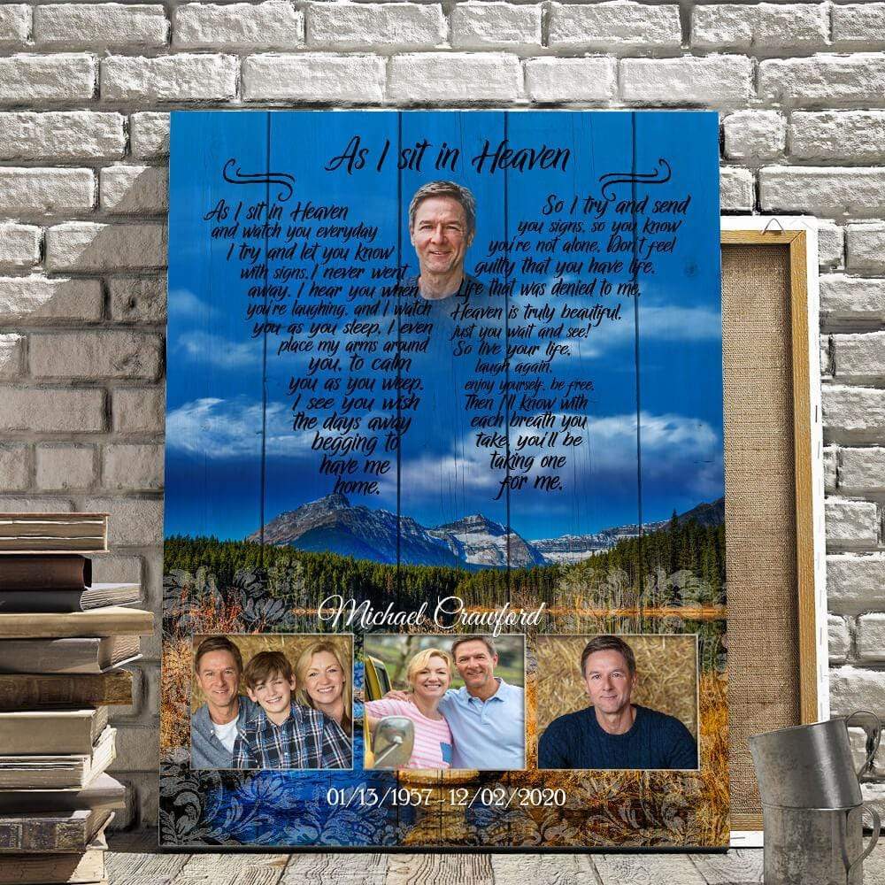 As I Sit In Heaven Timeless Realm Personalized Photo Memorial Poster Canvas, Gift For Family Gift for Remembrance Home Decor Wall Art Visual Art