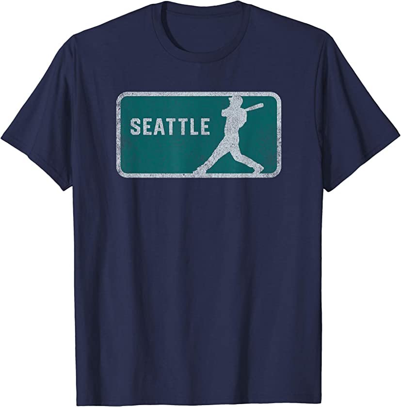 Vintage Seattle Baseball Player Retro SEA Hitter T-Shirt