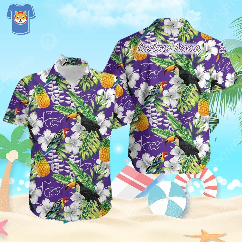 Custom Name Kansas State Wildcats With Tropical Fruit Summer Hawaiian Shirt