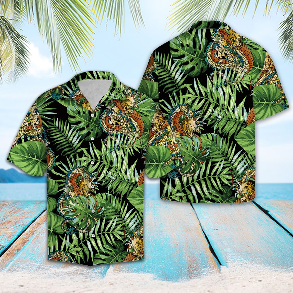 Dragon Green Tropical Hawaii Shirt For Men Women Adult Ha36982