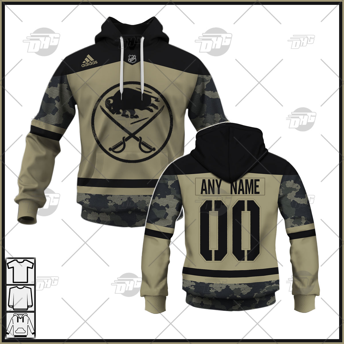 Personalized Buffalo Sabres Camo Military Appreciation Team Authentic Custom Practice Jersey Hoodie Personalize Hoodie