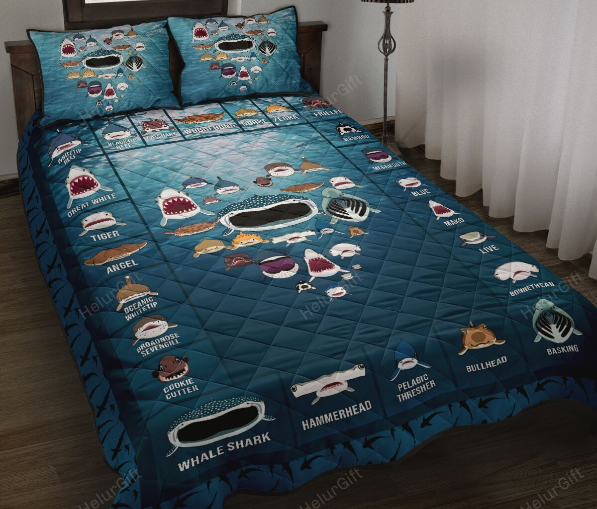 Shark Heart Quilt Bed Set