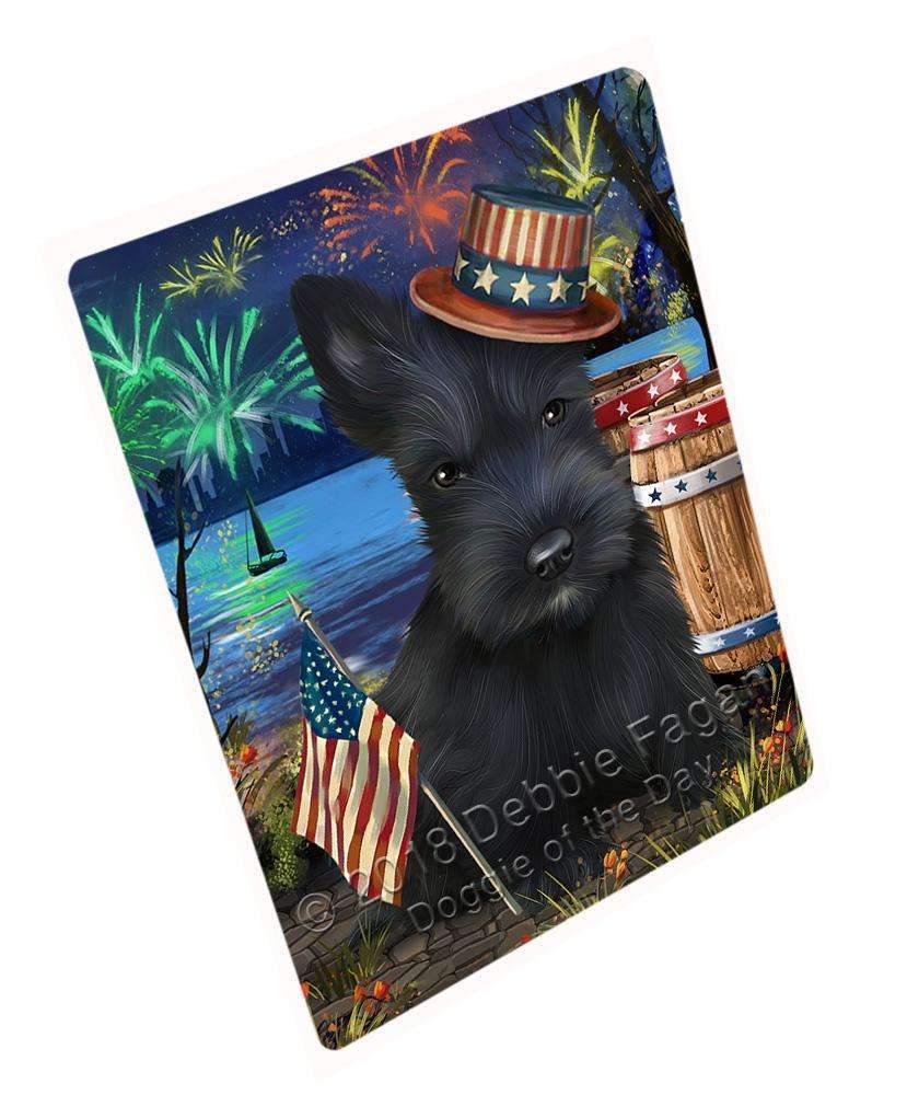 4Th Of July Independence Day Fireworks Scottish Terrier Dog At The Lake Blanket Blnkt77052