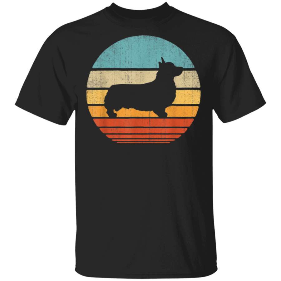 Corgi Vintage Silhouette 60s 70s Retro Gifts Dog Lover Men TShirt