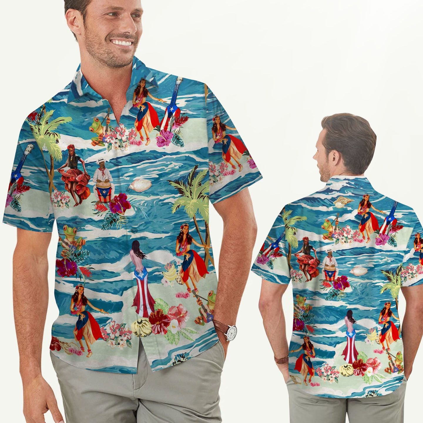 Beach Shirt Puerto Rico Retro Vintage Men Hawaiian Shirt For Puerto Ricans