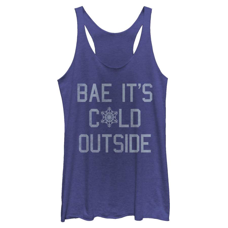 Lost Gods Women’s Christmas Bae It’s Cold Outside  Racerback Tank Royal Blue Heather