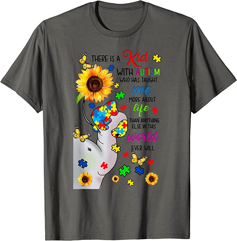 There Is A Kid With Autism Elephant Mom Autism Child Kids T-Shirt