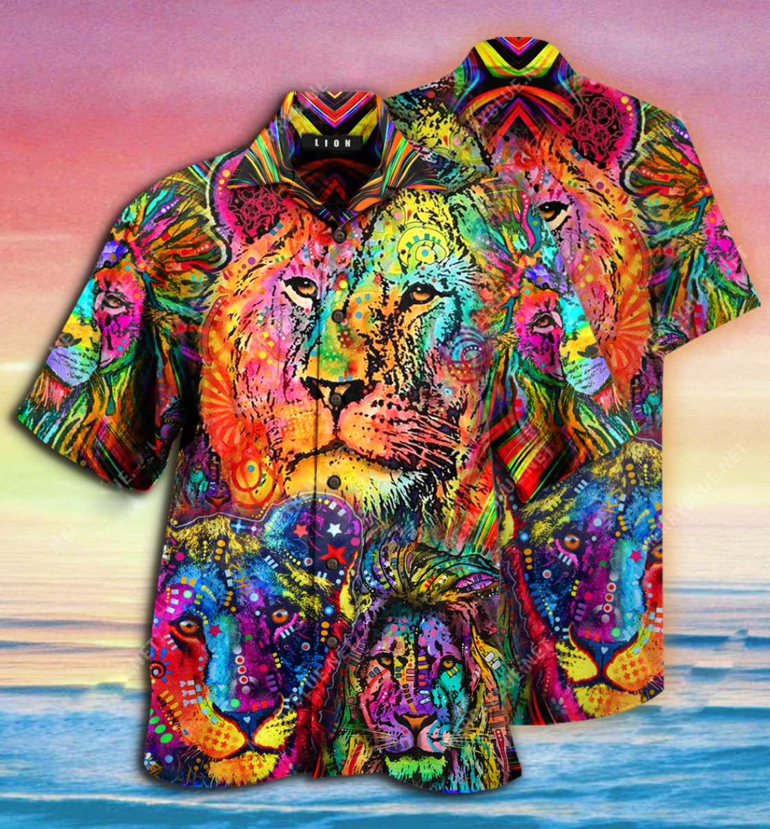 Amazing Lion Colorful Hawaiian Shirt Ha12992