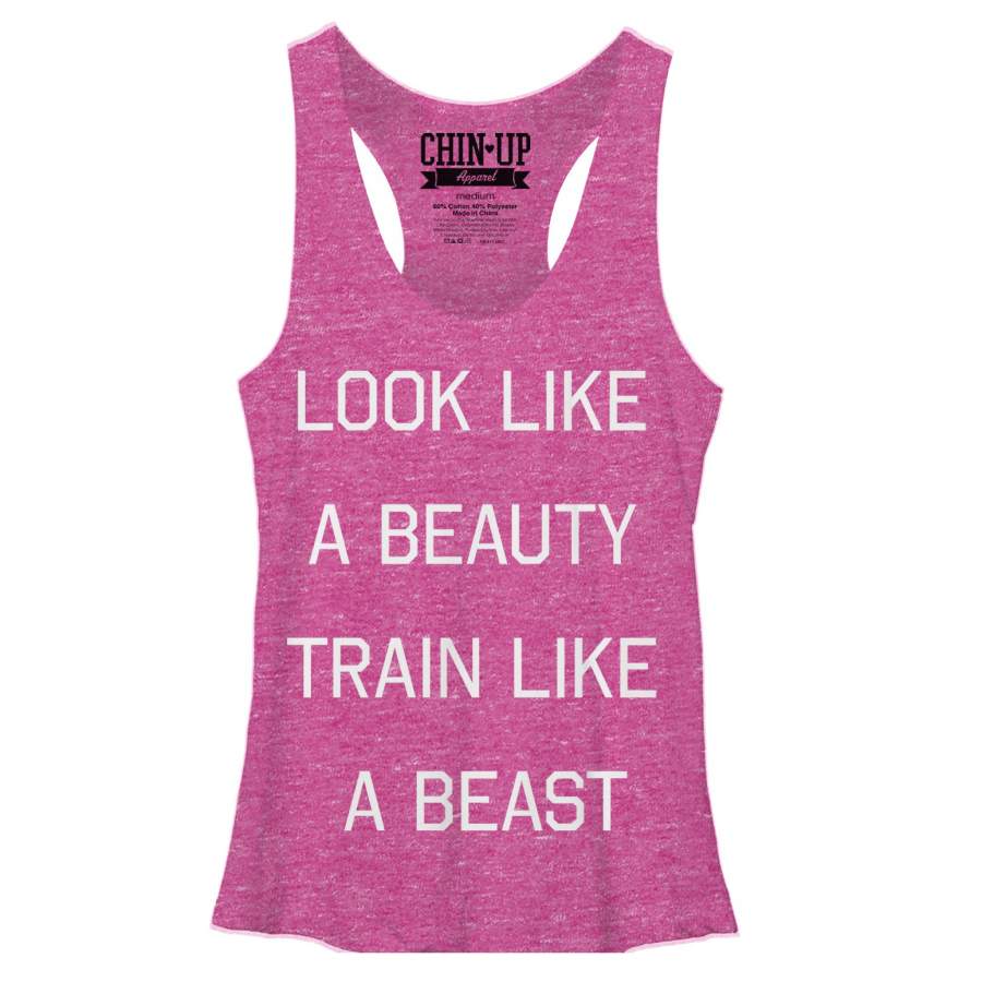 CHIN UP Women’s Beast  Racerback Tank Pink Heather S