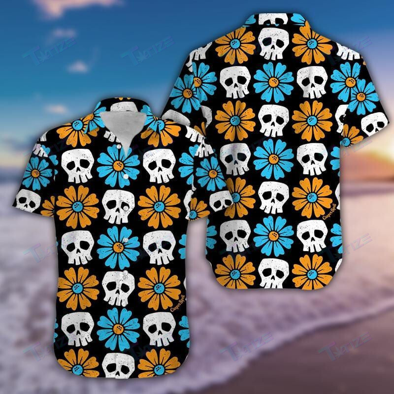 Simple Skull Flowerss All Over Printed Hawaii Shirt Size S Ha47214