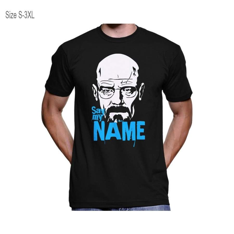 Breaking Bad Say My Name Black Shirt Blue Print New Men’S T-Shirt