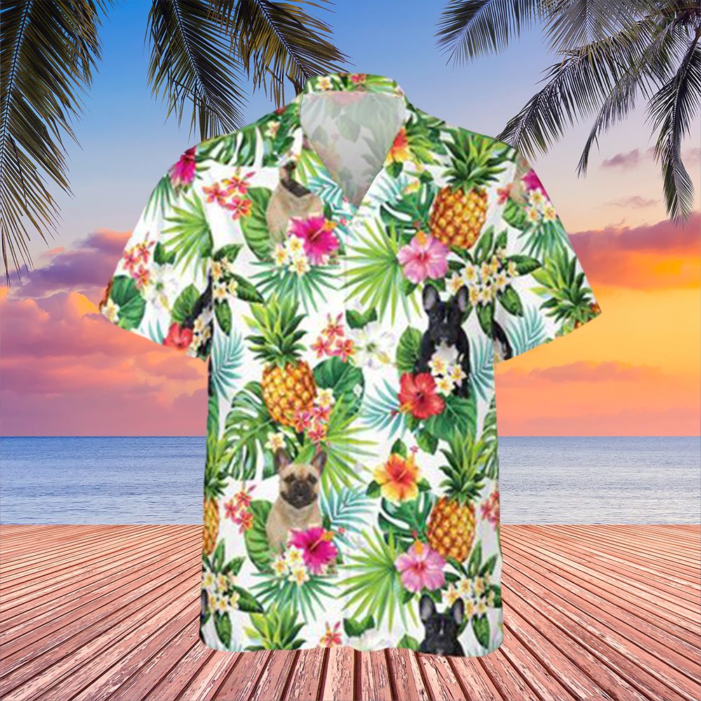 Frenchie Hawaii Shirt Hibiscus Floral Pineapple Tropical Button Up Gift For Sister Ha102102