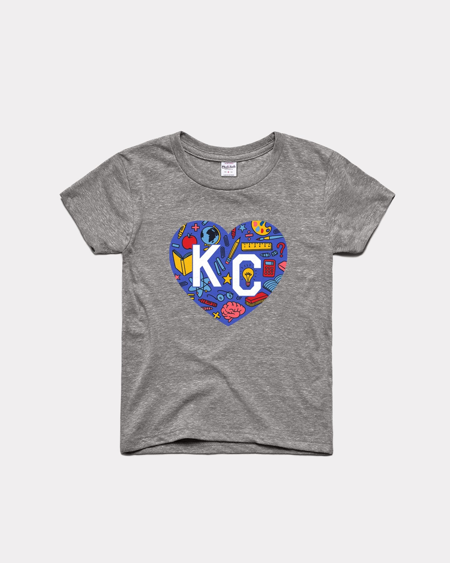 Kids Kansas City Public Schools Kc Heart Vintage Grey T-Shirt