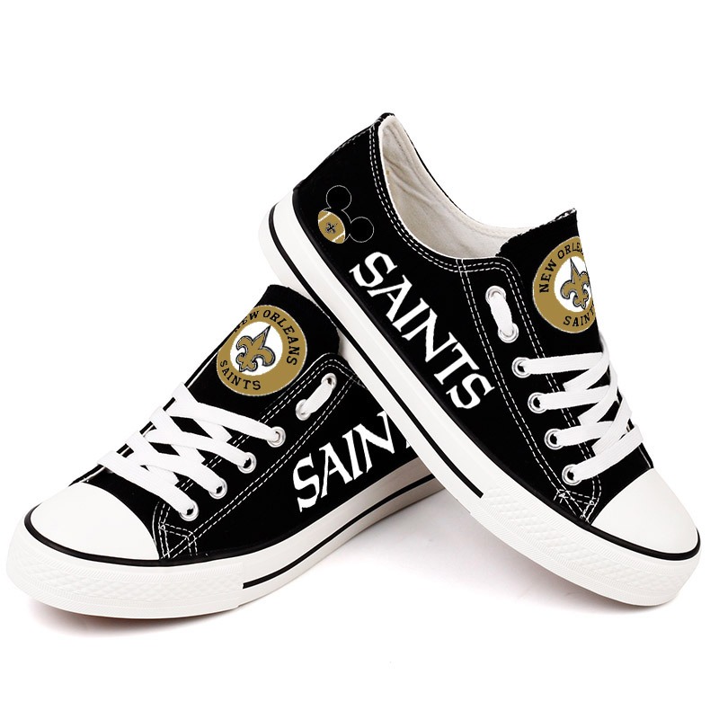 New Orleans Saints Canvas Shoes Black Sneakers Cute Style#3