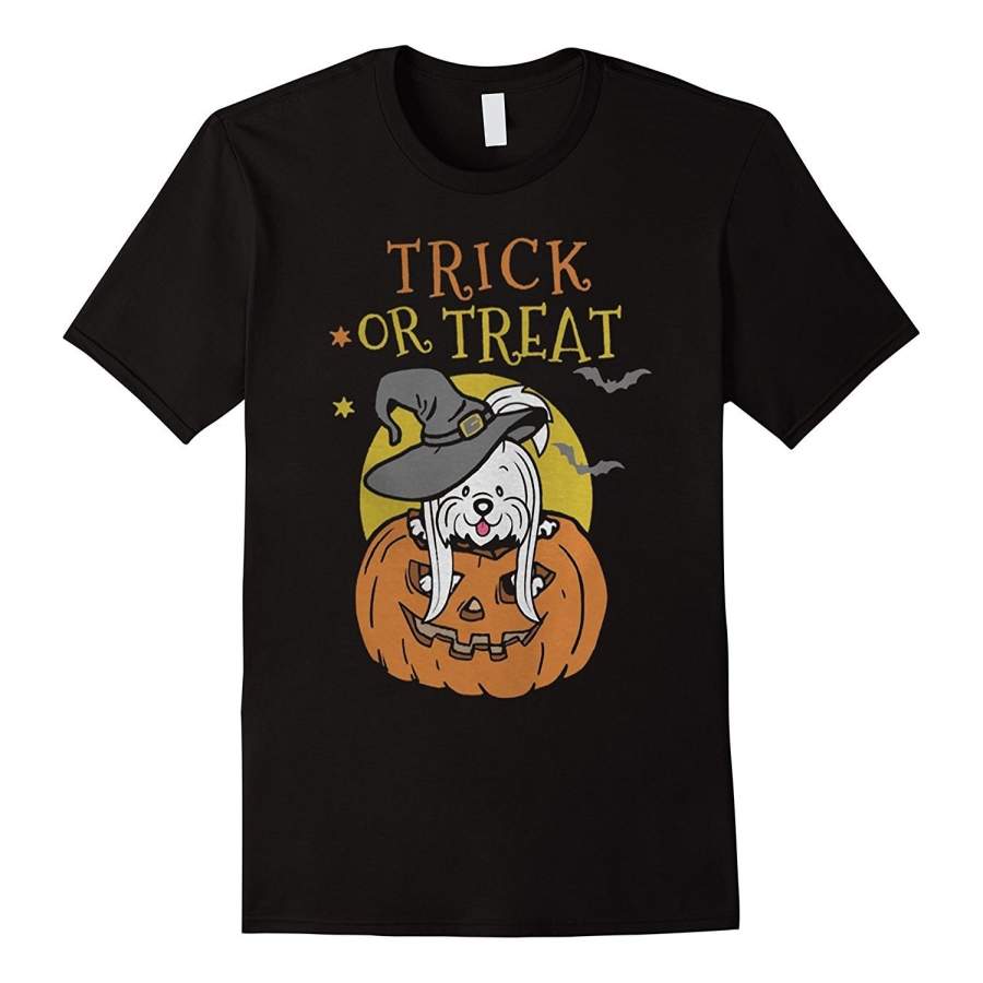 Cute Pumpkin Maltese Dog Halloween T Shirt Gift Men Cotton T-Shirt Short Sleeve T- Shirt