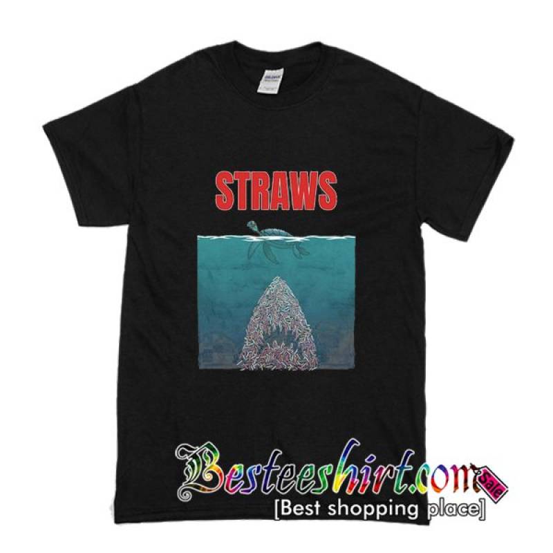 Straws Turtles Jaws Shark T Shirt (BSM)