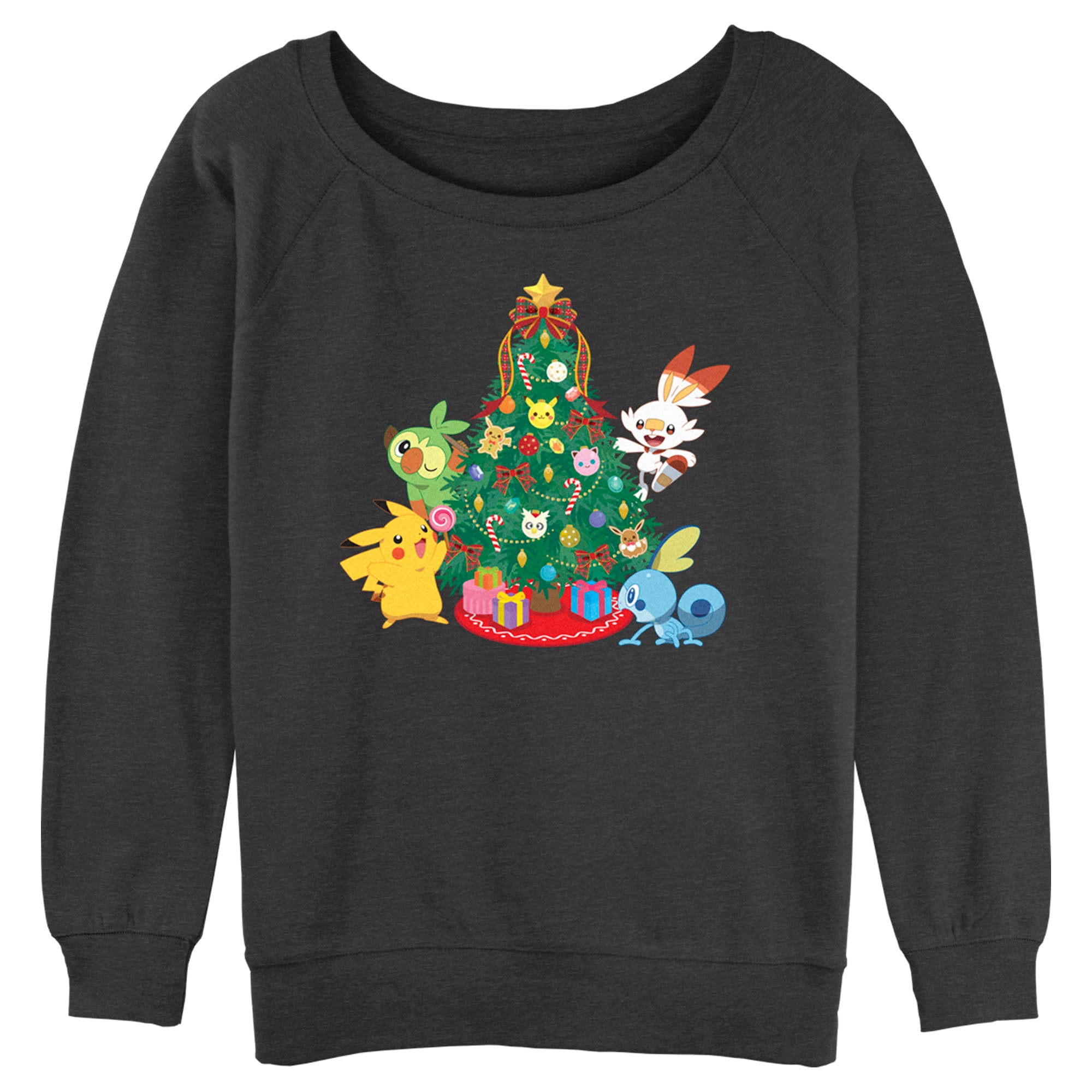 Junior’S Pokemon Christmas Tree Friends Sweatshirt