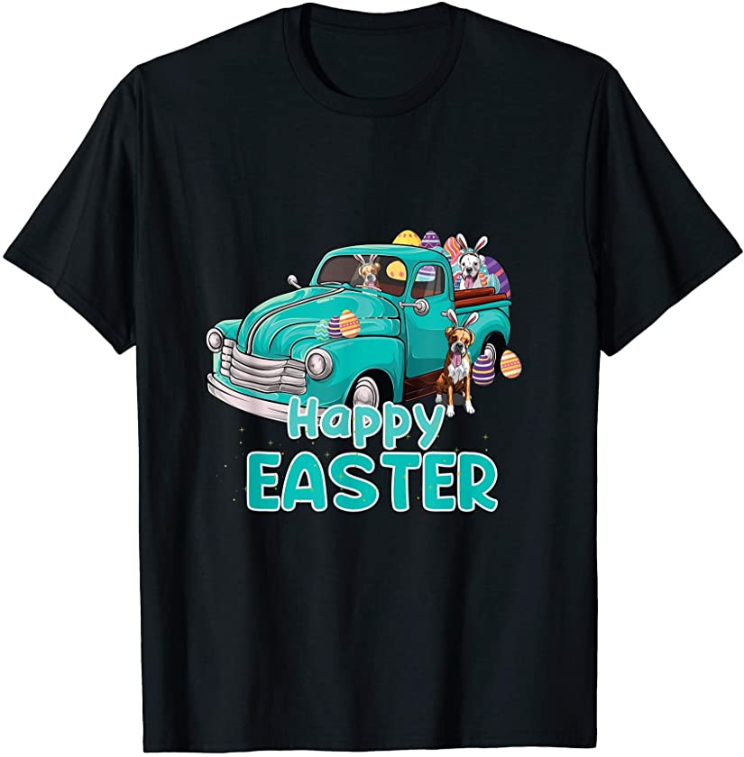 Bunny Boxer happy easter day truck dog for men women kids T-Shirt