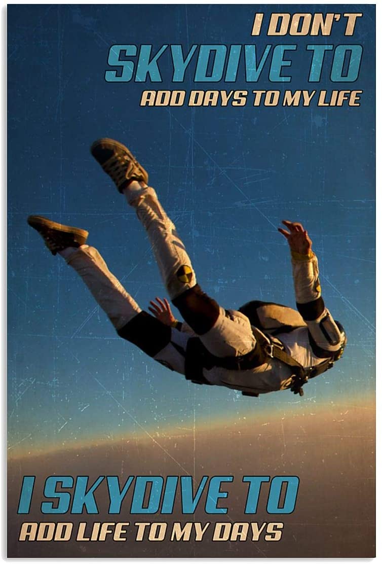 Vintage Man Skydive Add Life To My Days Poster Art Print      Home Decor Gift For Men Women Family Friend On Birthday Xmas