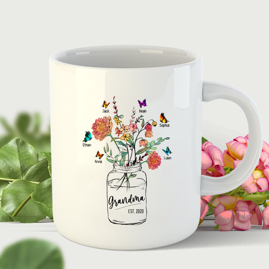 Grandma Est Flower Butterfly Mother’S Day Mug