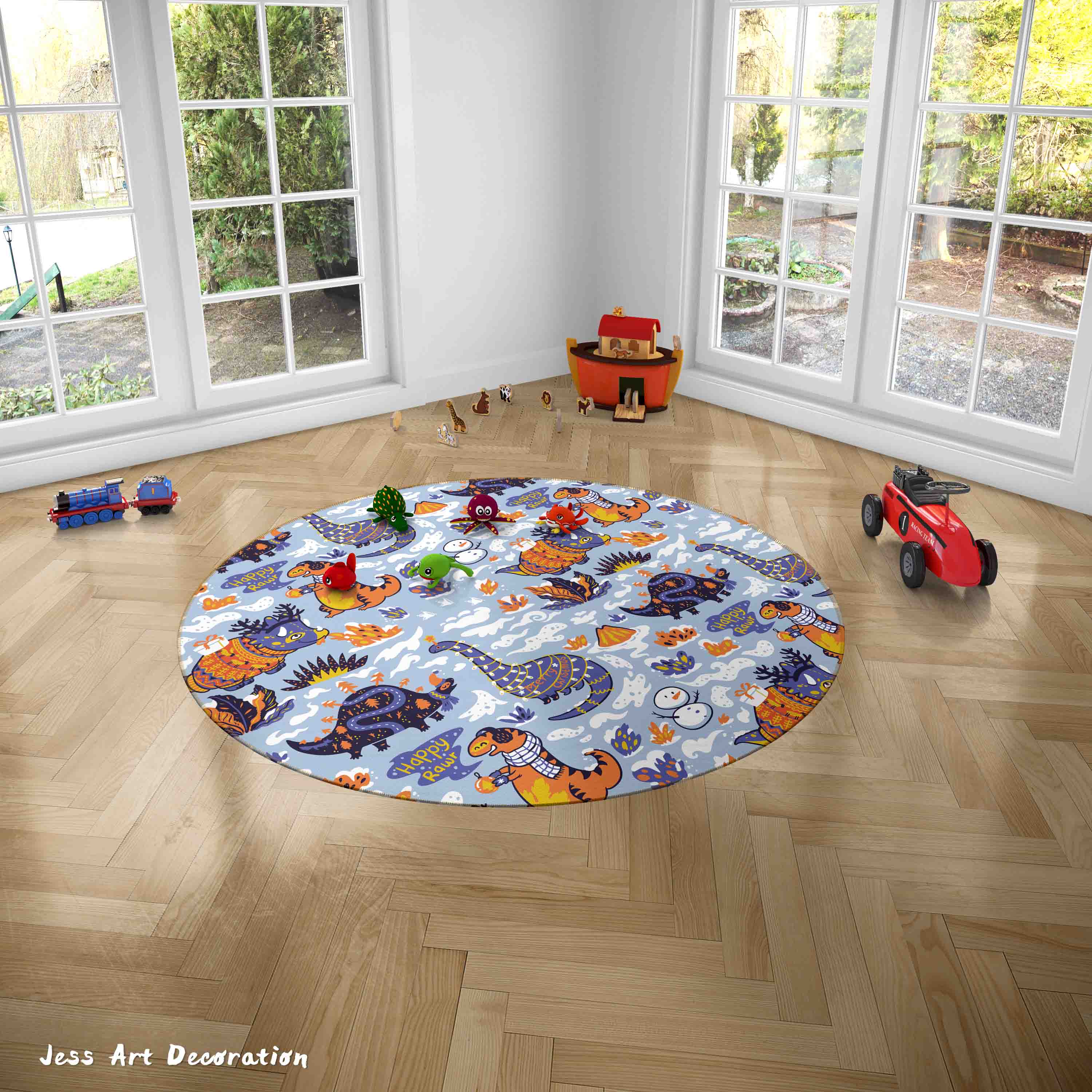 3D Cartoon Animal Dinosaur Kids Non-Slip Round Rug Mat 39