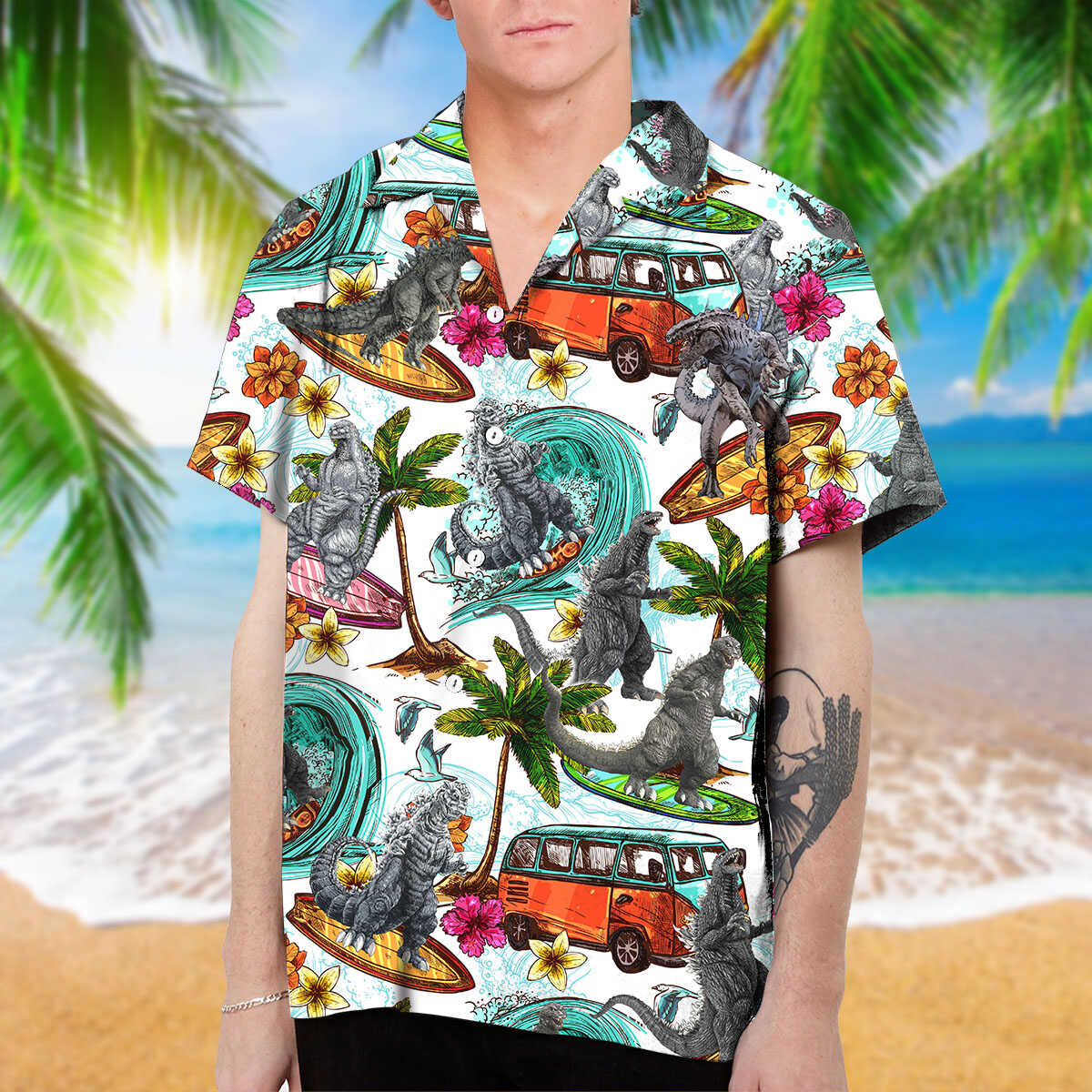 Godzilla Hawaii Shirt Collection Art Hawaii Ha70084