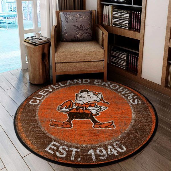 The 20 Rug Cleveland Browns Living Room Round Carpet RR111102, Christmas Gift Floor Decor