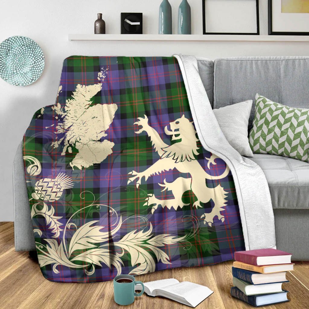 Tartan Blanket Blair Modern Tartan Scotland Lion Thistle Map Plaid Blanket