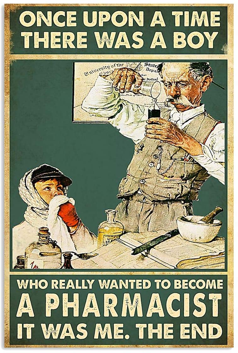 Vintage There Was A Boy Who Wanted To Become A Pharmacist Poster Art Print      Home Decor Gift For Family Friend On Birthday