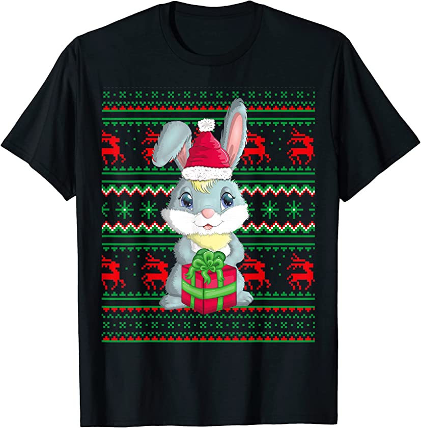 Bunny Rabbit Christmas Ugly Sweater Funny Xmas Tree Decor T-Shirt