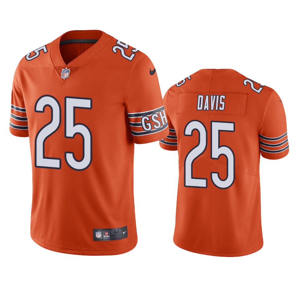 Chicago Bears #25 Mike Davis Orange Vapor Untouchable Limited Jersey – Mens