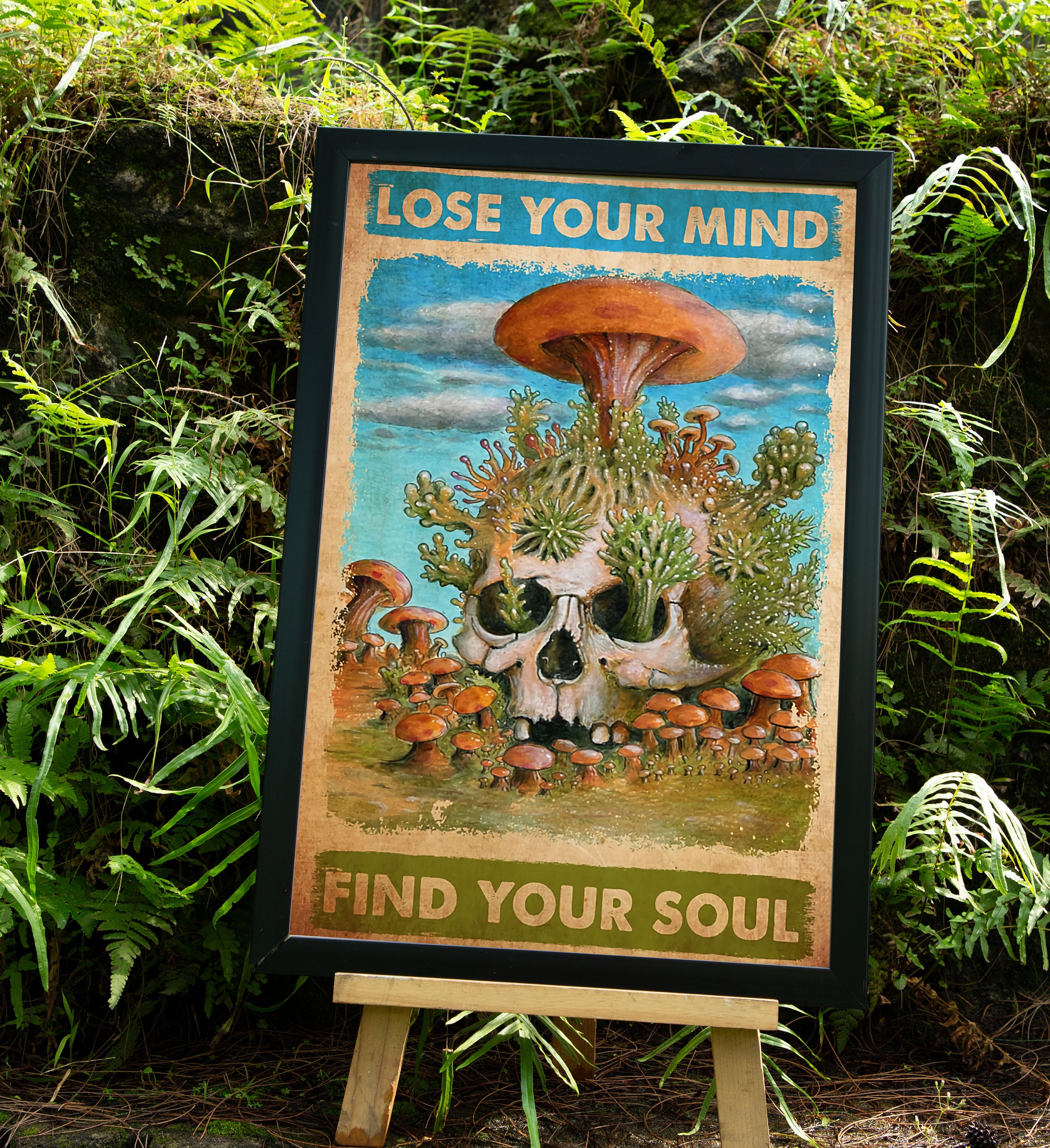 Lose Your Mind Find Your Soul Poster, Skull Poster, Hippie Wall Decor, Hippie Art Print, Mushroom Poster, Psychedelic Trippy Poster -Home Decor