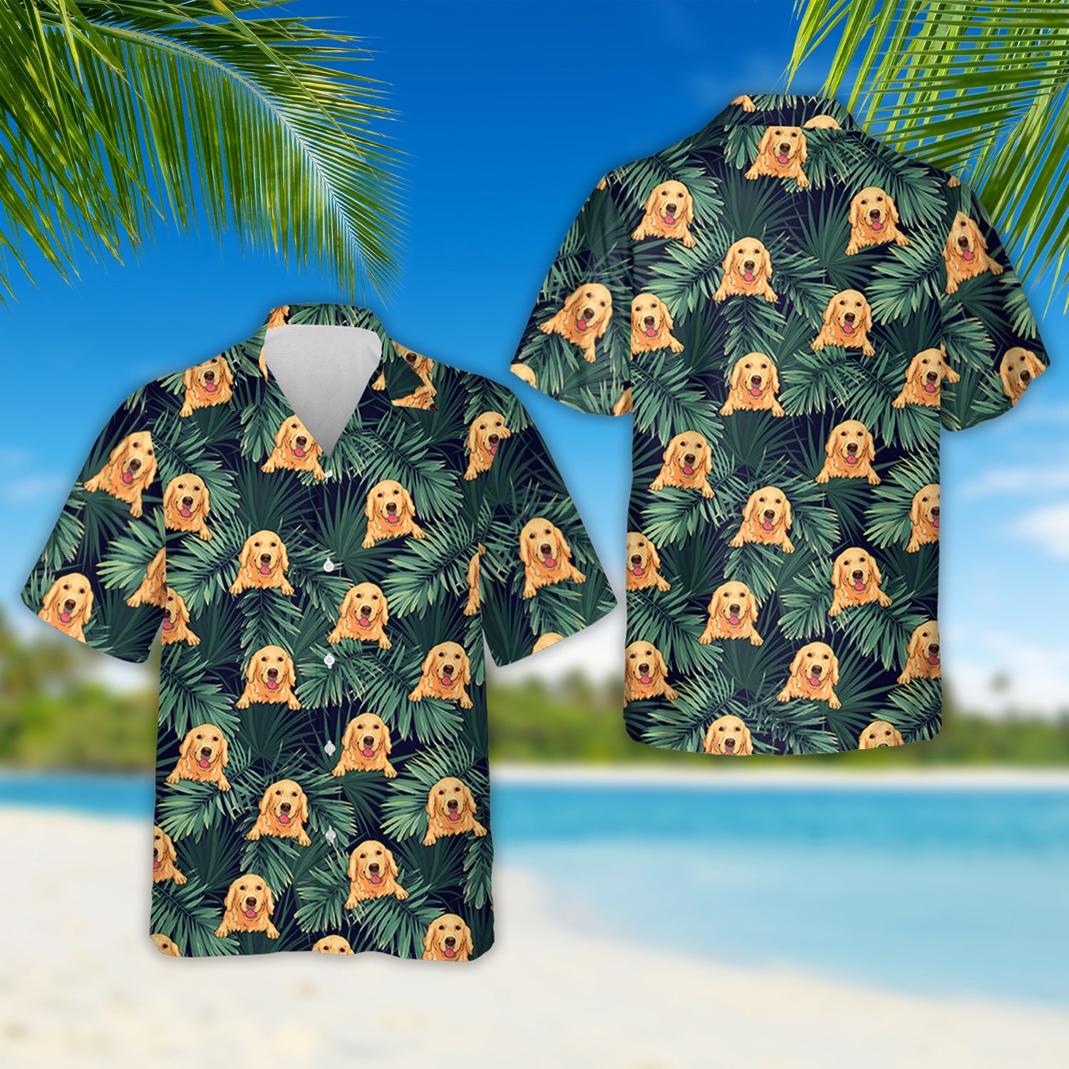 Dog Summer Leaves Personalized Custom Hawaii Shirt Ha106175