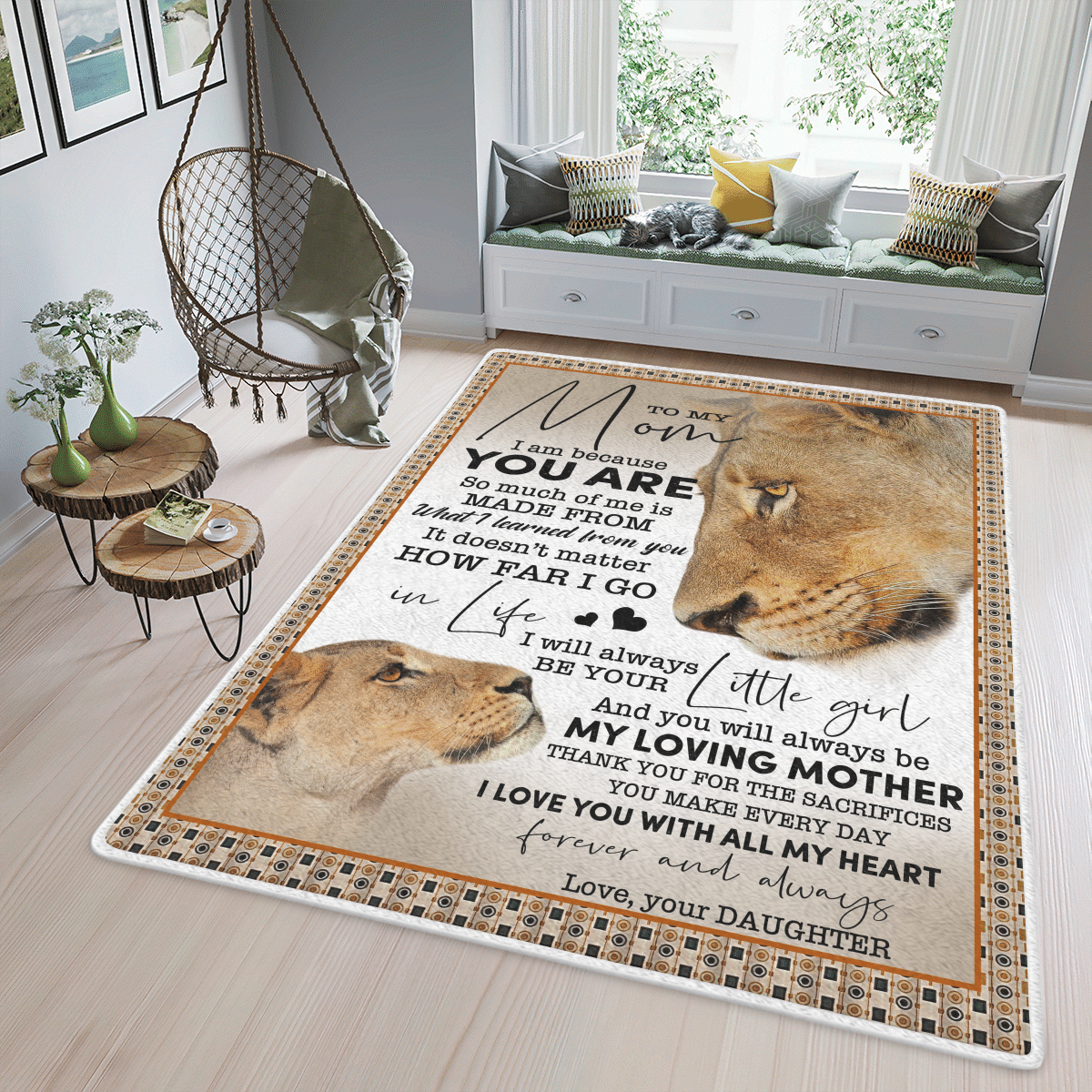 Wooni To My Mom, Lion Area Rug, Rectangle Rug Wn070322179