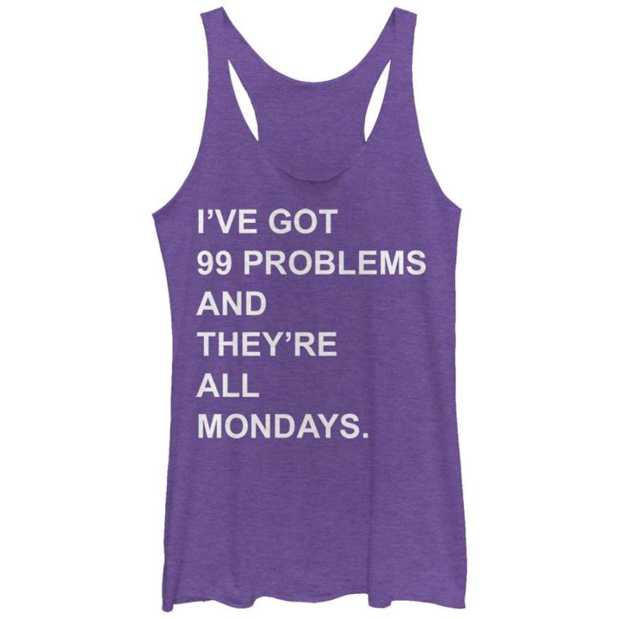 CHIN UP Women’s Monday 99 Problems  Racerback Tank Purple Heather