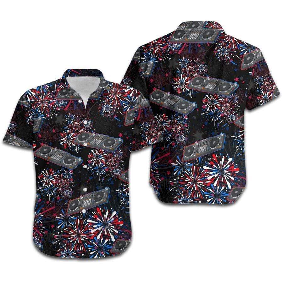 Hawaii Aloha Shirt Made In Dj Mixer Of July Fireworks Ha93736