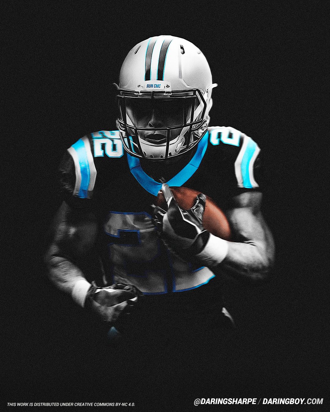 Carolina Panthers Christian Mccaffrey #22 Shaddow Poster For Fans poster canvas