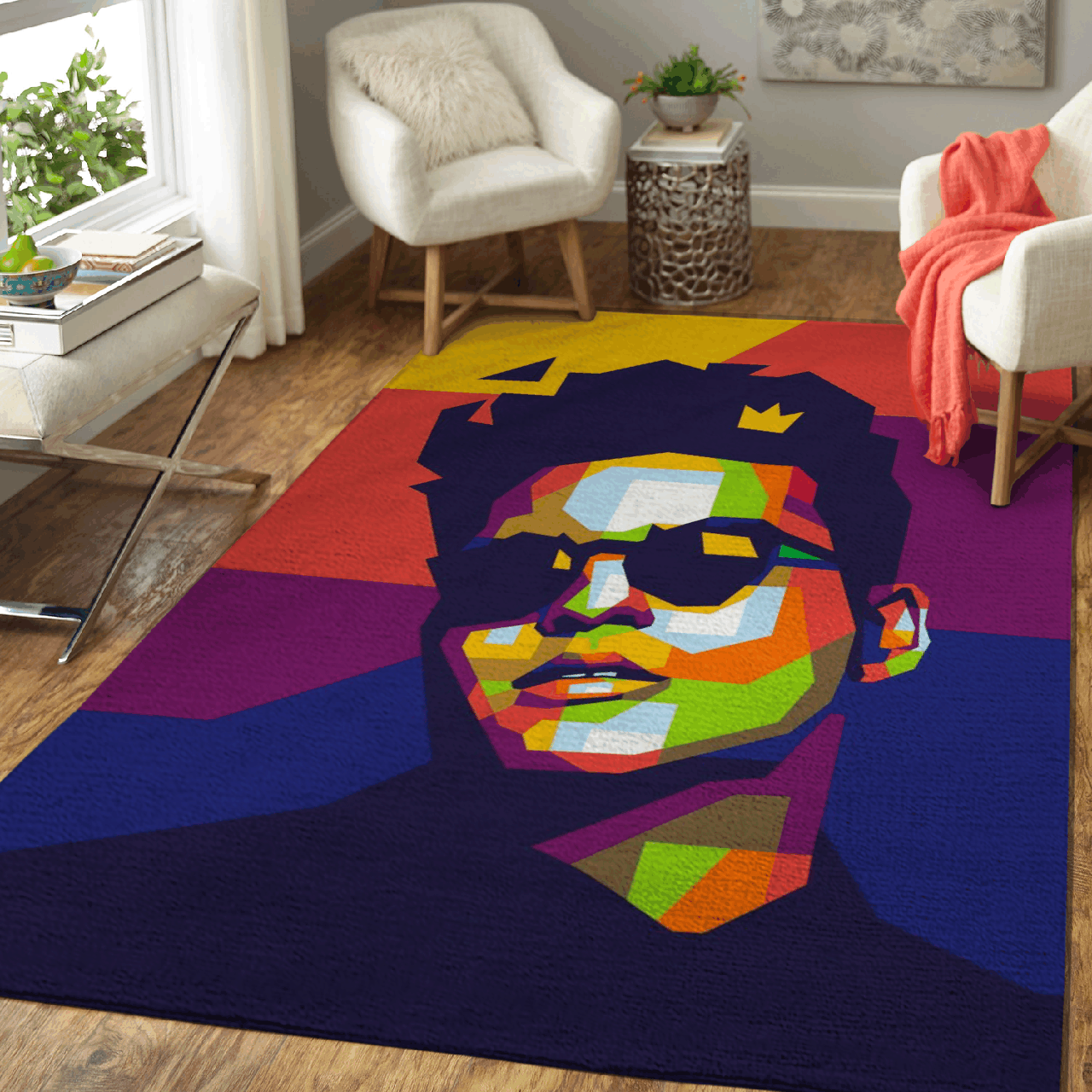 Bruno Mars Singer Peter Gene Hernandez Pop Art For Fans Area Rug