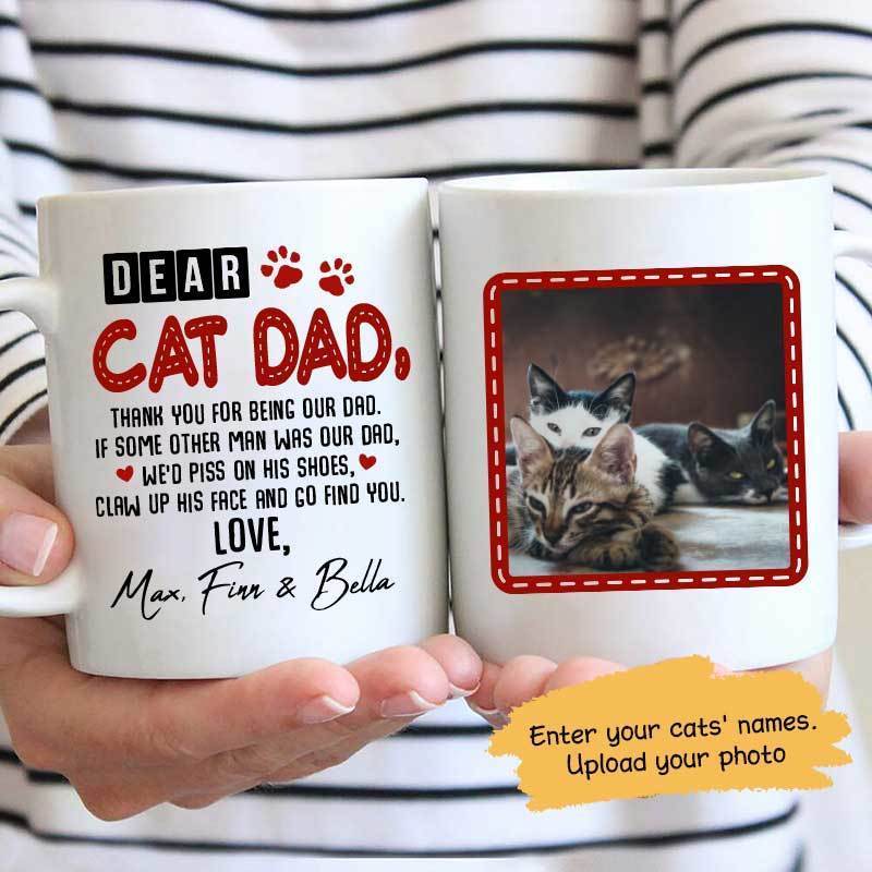 Dear Cat Dad Photo Personalized Cat Dad Coffee Mug